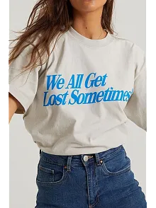 Kadın Baskılı Oversize Kısa Kol T-shirt - Beyaz