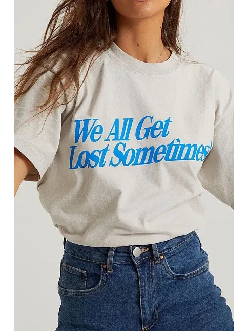 Kadın Baskılı Oversize Kısa Kol T-shirt - Beyaz