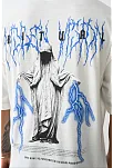 Erkek Kısa Kol Yazlık Tişört Bisiklet Yaka Baskılı Oversize T-shirt -  Beyaz