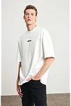 Erkek Baskılı T-shirt Kısa Kol Bisiklet Yaka Regular Fit Rahat Kalıp Tişört - Beyaz