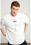 Erkek Baskılı T-shirt Kısa Kol Bisiklet Yaka Regular Fit Rahat Kalıp Tişört - Beyaz