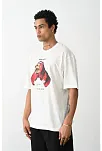 Erkek Box Eldiven Baskılı T-shirt Kısa Kol Bisiklet Yaka Tişört - Beyaz