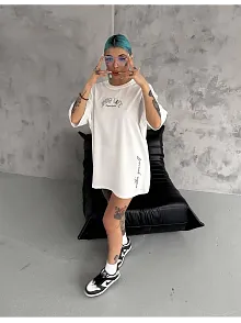 Kadın Kısa Kol Tişört Bisiklet Yaka Filistin Poşülü Baskılı T-shirt - Beyaz