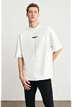 Erkek Baskılı T-shirt Kısa Kol Bisiklet Yaka Regular Fit Rahat Kalıp Tişört - Beyaz