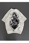 Kadın Kısa Kol Tişört Bisiklet Yaka Filistin Poşülü Baskılı T-shirt - Beyaz