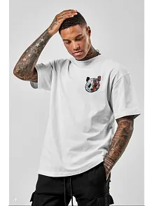 Erkek Baskılı T-shirt Kısa Kol Bisiklet Yaka Regular Fit Rahat Kalıp Tişört -  Beyaz