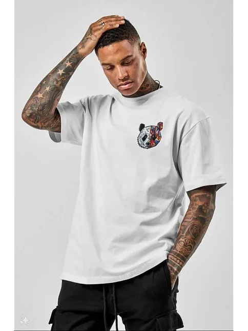 Erkek Baskılı T-shirt Kısa Kol Bisiklet Yaka Regular Fit Rahat Kalıp Tişört -  Beyaz