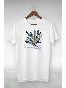 Kadın Baskılı T-shirt Kısa Kol Bisiklet Yaka Oversize Rahat Kalıp Tişört - Beyaz