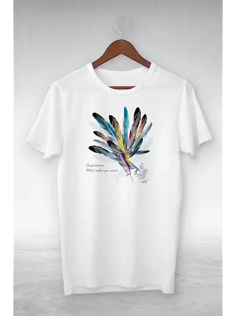 Kadın Baskılı T-shirt Kısa Kol Bisiklet Yaka Oversize Rahat Kalıp Tişört - Beyaz