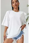 Kadın Baskılı Oversize Kısa Kol T-shirt - Beyaz