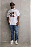 Erkek Baskılı T-shirt Kısa Kol Bisiklet Yaka Rahat Kalıp Tişört - Beyaz