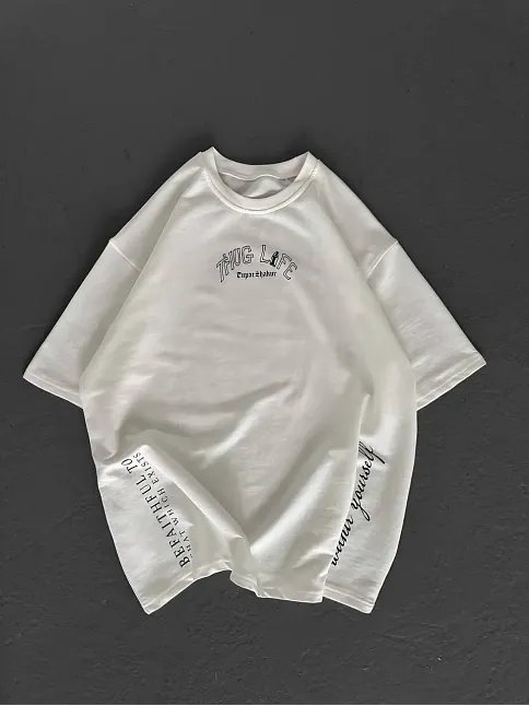 Kadın Kısa Kol Tişört Bisiklet Yaka Filistin Poşülü Baskılı T-shirt - Beyaz