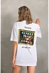 Kadın Ön Ve Arka Baskılı Oversize Kısa Kol  T-shirt - Beyaz