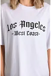 Kadın Baskılı Tişört Kısa Kol Bisiklet Yaka Oversize T-shirt - Beyaz