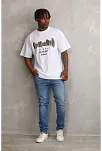 Erkek Baskılı T-shirt Kısa Kol Bisiklet Yaka Rahat Kalıp Tişört - Beyaz