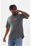 Erkek Baskılı T-shirt Kısa Kol Bisiklet Yaka Rahat Kalıp Tişört - Füme