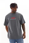 Erkek Baskılı T-shirt Kısa Kol Bisiklet Yaka Rahat Kalıp Tişört - Füme