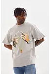 Erkek Baskılı T-shirt Kısa Kol Bisiklet Yaka Rahat Kalıp Tişört - Gri