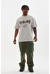 Erkek Baskılı T-shirt Kısa Kol Bisiklet Yaka Rahat Kalıp Tişört - Gri