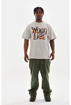 Erkek Kısa Kol Yazlık Tişört Bisiklet Yaka Baskılı Oversize T-shirt - Gri