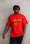 Erkek Baskılı T-shirt Kısa Kol Bisiklet Yaka Rahat Kalıp Tişört - Kırmızı