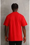 Erkek Baskılı T-shirt Kısa Kol Bisiklet Yaka Rahat Kalıp Tişört - Kırmızı