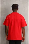 Erkek Baskılı T-shirt Kısa Kol Bisiklet Yaka Rahat Kalıp Tişört - Kırmızı