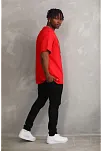 Erkek Baskılı T-shirt Kısa Kol Bisiklet Yaka Rahat Kalıp Tişört - Kırmızı