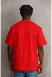 Erkek Baskılı T-shirt Kısa Kol Bisiklet Yaka Rahat Kalıp Tişört - Kırmızı