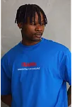 Erkek Baskılı T-shirt Kısa Kol Bisiklet Yaka Rahat Kalıp Tişört  - Mavi