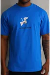 Erkek Baskılı T-shirt Kısa Kol Bisiklet Yaka Rahat Kalıp Tişört - Mavi