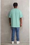 Erkek Baskılı T-shirt Kısa Kol Bisiklet Yaka Rahat Kalıp Tişört - Mint Yeşili