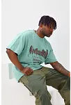 Erkek Baskılı T-shirt Kısa Kol Bisiklet Yaka Rahat Kalıp Tişört - Mint Yeşili