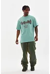 Erkek Baskılı T-shirt Kısa Kol Bisiklet Yaka Rahat Kalıp Tişört - Mint Yeşili