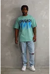 Erkek Baskılı T-shirt Kısa Kol Bisiklet Yaka Rahat Kalıp Tişört - Mint Yeşili
