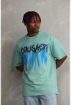 Erkek Baskılı T-shirt Kısa Kol Bisiklet Yaka Rahat Kalıp Tişört - Mint Yeşili