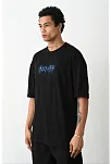 Erkek Baskılı Oversize  Kısa Kol T-shirt - Siyah