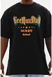 Erkek Baskılı T-shirt Kısa Kol Bisiklet Yaka Rahat Kalıp Tişört - Siyah