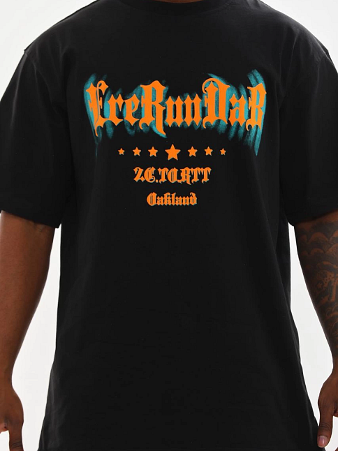 Erkek Baskılı T-shirt Kısa Kol Bisiklet Yaka Rahat Kalıp Tişört - Siyah
