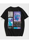Kadın Baskılı T-shirt Kısa Kol Bisiklet Yaka Oversize Rahat Kalıp Tişört - Siyah