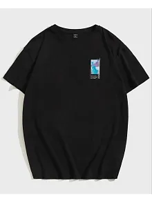 Kadın Baskılı T-shirt Kısa Kol Bisiklet Yaka Oversize Rahat Kalıp Tişört - Siyah