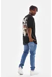 Erkek Baskılı T-shirt Yazlık Kısa Kol Bisiklet Yaka Tişört - Siyah