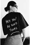 Kadın Baskılı T-shirt Kısa Kol Bisiklet Yaka Oversize Rahat Kalıp Tişört T-shirt - Siyah
