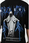 Erkek Baskılı Oversize  Kısa Kol T-shirt - Siyah