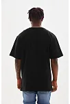 Erkek Baskılı T-shirt Kısa Kol Bisiklet Yaka Rahat Kalıp Tişört - Siyah