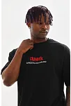 Erkek Baskılı T-shirt Kısa Kol Bisiklet Yaka Rahat Kalıp Tişört  - Siyah