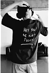 Kadın Baskılı T-shirt Kısa Kol Bisiklet Yaka Oversize Rahat Kalıp Tişört T-shirt - Siyah