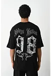 Erkek Kısa Kol Yazlık Tişört Bisiklet Yaka Baskılı Oversize T-shirt - Siyah