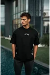 Erkek Kısa Kol Tişört Bisiklet Yaka Filistin Poşulu Baskılı T-shirt - Siyah