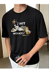 Erkek Baskılı T-shirt Kısa Kol Bisiklet Yaka Regular Fit Rahat Kalıp Günlük Tişört - Siyah